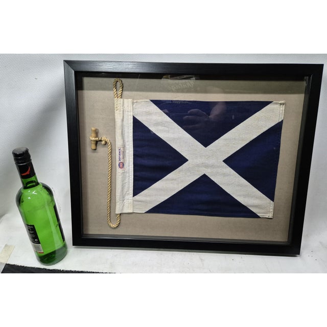 Traditional Nautical Signal Flag of Letter "M" in Shadowbox Frame For Sale - Image 3 of 7