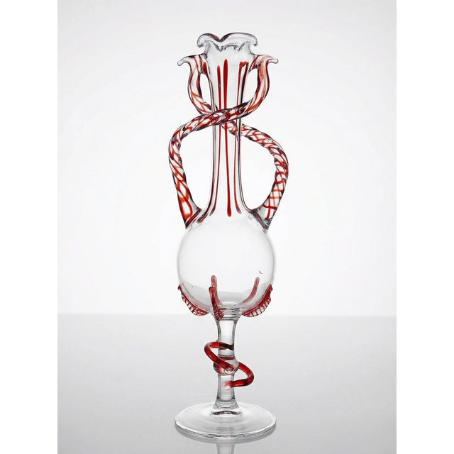 Vintage Venetian Murano Glass Filigrana/Zanfirico Soliflore Vase, 1950s-1960s For Sale - Image 12 of 12