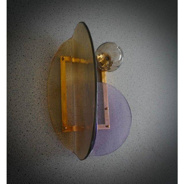 Art Deco Style Murano Glass and Brass Wall Sconce, 2000 For Sale - Image 6 of 10