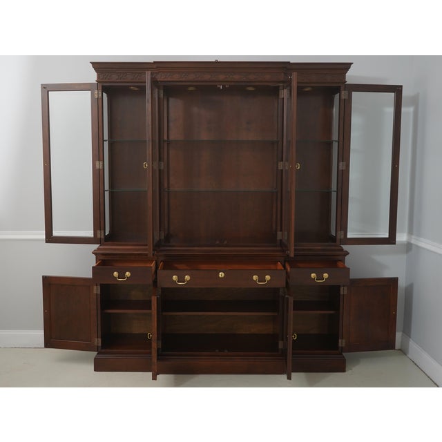 Traditional Stickley Beveled Glass Cherry Breakfront China Cabinet For Sale - Image 3 of 18