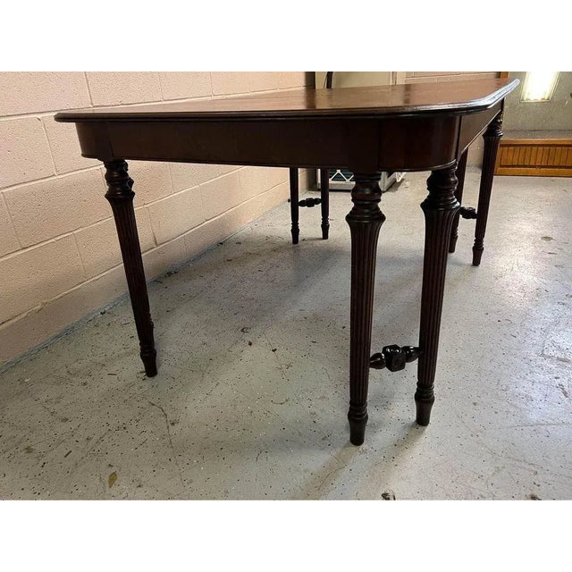 Wood Early 20th Century Antique Sheraton Style Mahogany Dining Table With Leaf. For Sale - Image 7 of 10