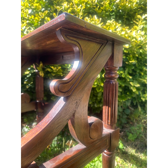Early 20th Century Antique Victorian Mahogany Two-Step Library Steps With Carved Scroll Supports For Sale - Image 5 of 5