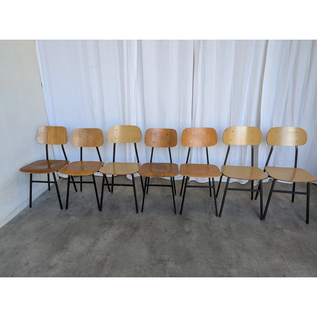 1970s Vintage Industrial School Chairs from Stol Kamnik, Former Yugoslavia, 1970s, Set of 7 For Sale - Image 5 of 18