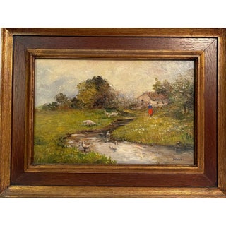 Bosisio, Country Stream, 20th Century, Oil Painting on Panel For Sale