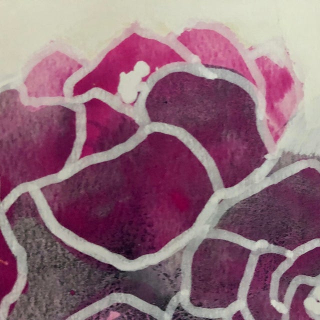 2020s Contemporary Original Painting on Paper by CL Auker, “Pink Roses, Blue Stripe Vase” For Sale - Image 5 of 10