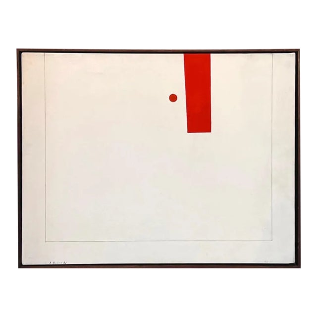 1980s Stefano Bicini Geometric Oil on Canvas Painting, Dated and Signed, Framed For Sale