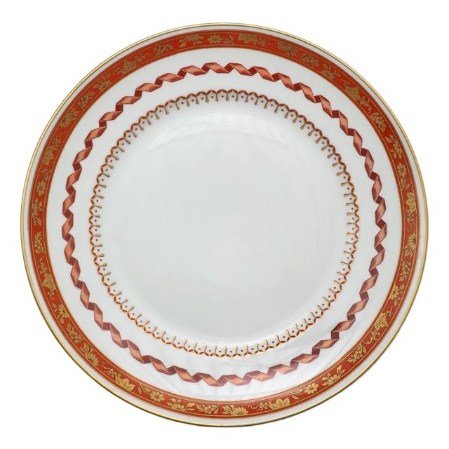 Richard Ginori 1735 Handpainted Porcelain Dinner Plate in Pincio Red, Late 20th Century For Sale