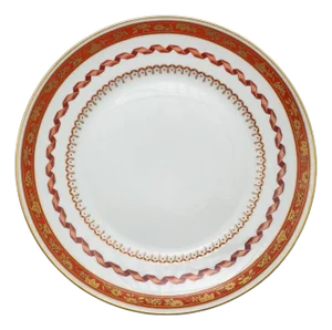 Richard Ginori 1735 Handpainted Porcelain Dinner Plate in Pincio Red, Late 20th Century