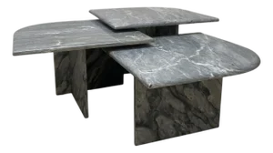 Vintage Grey Marble Coffe Tables, 1980s, Set of 3