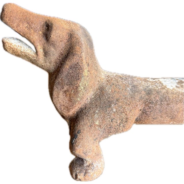 Pair of Antique Cast Iron Dachshund-Shaped Andirons/Fire Irons/Fire Dogs For Sale - Image 11 of 12