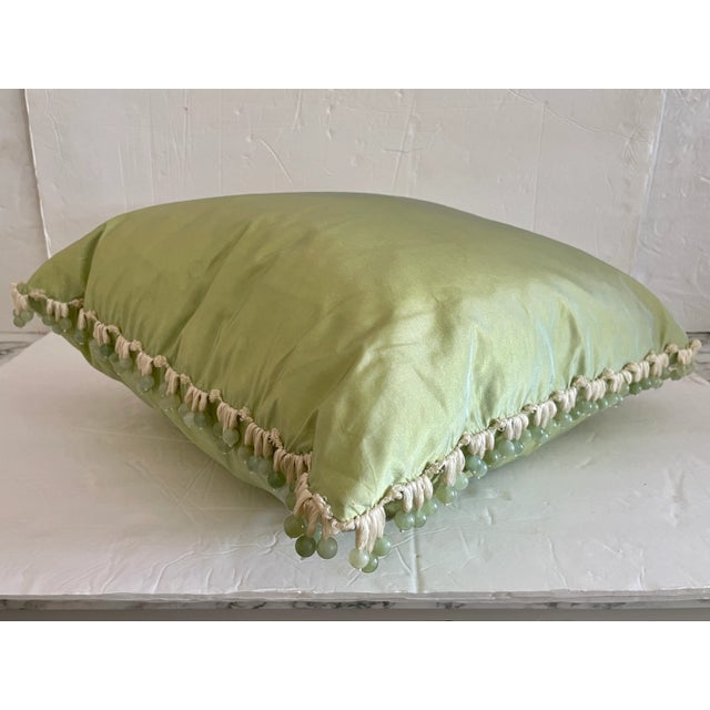 2000 - 2009 Vintage Toss Pillows With Glass Beaded Trim - a Pair For Sale - Image 5 of 7