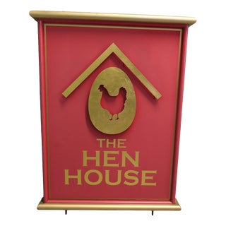 Metal Framed Hanging Pub Sign of The Hen House, 1960 For Sale