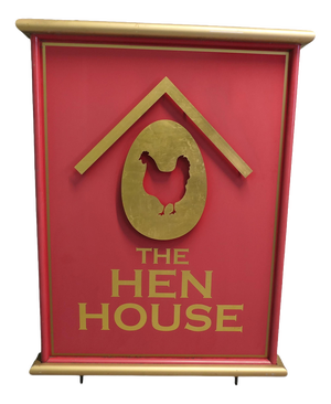 Metal Framed Hanging Pub Sign of The Hen House, 1960