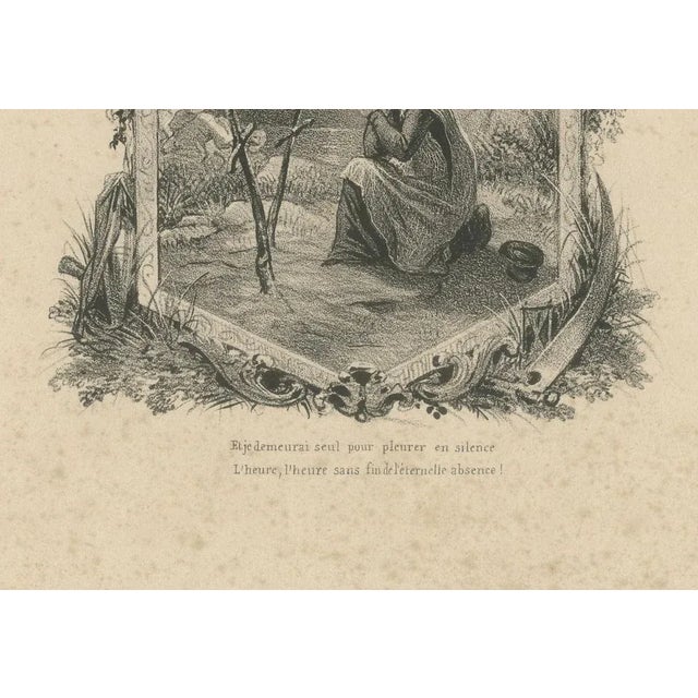La Mort de Laurence – Romantic Lithograph from Lamartine's Jocelyn, circa 1840 This deeply emotional 19th-century...