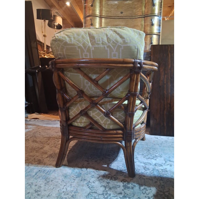 Coastal Pair Lexington Furniture Coastal Rattan Lounge Chair – Vintage 1980s For Sale - Image 3 of 7