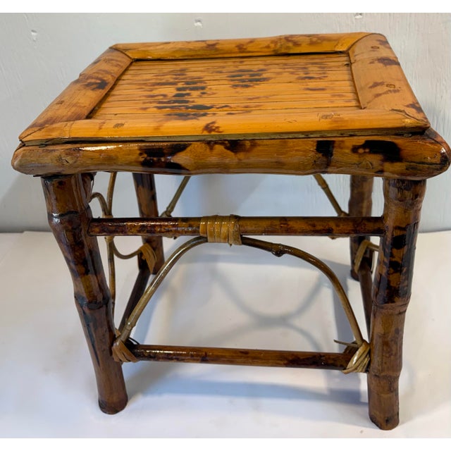Vintage Burnt Bamboo Plant Stand For Sale - Image 4 of 9