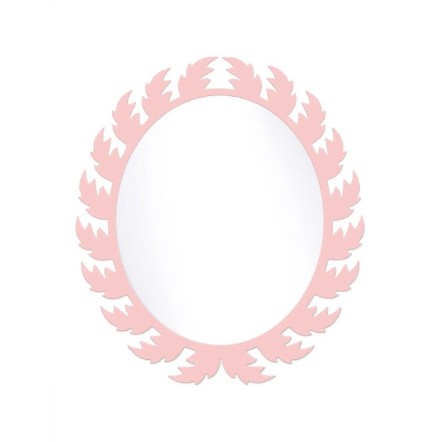 Contemporary Fleur Home Audubon Oval Mirror in Authentic Pink, 42x48 For Sale - Image 3 of 3