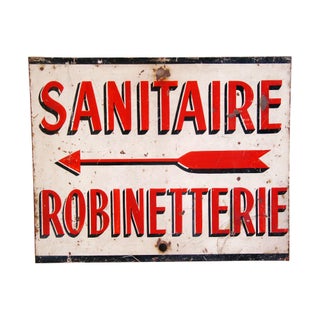 Orginal 1940s Hand-Painted French Metal Sign For Sale