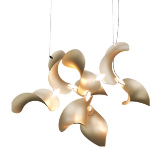 Dune 8 Cluster Chandelier with Shades in Gold Metallic Tone by Daniel Becker for Moss Objects For Sale