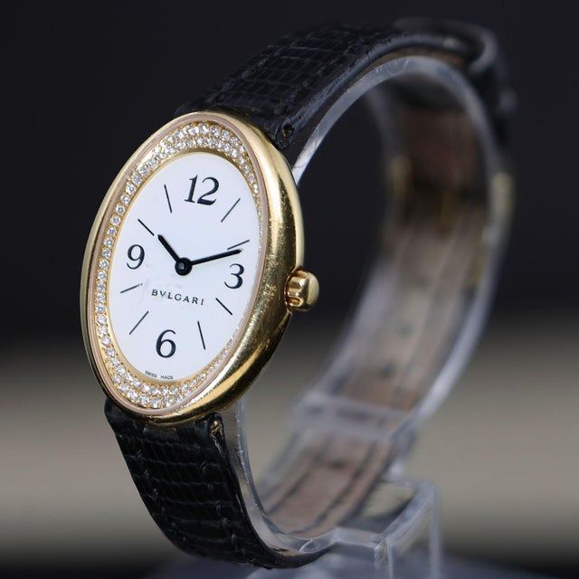 Bvlgari Ovale Ov32g Factory Diamond Bezel 18k Yellow Gold Watch Circa 1990s For Sale In Miami - Image 6 of 14