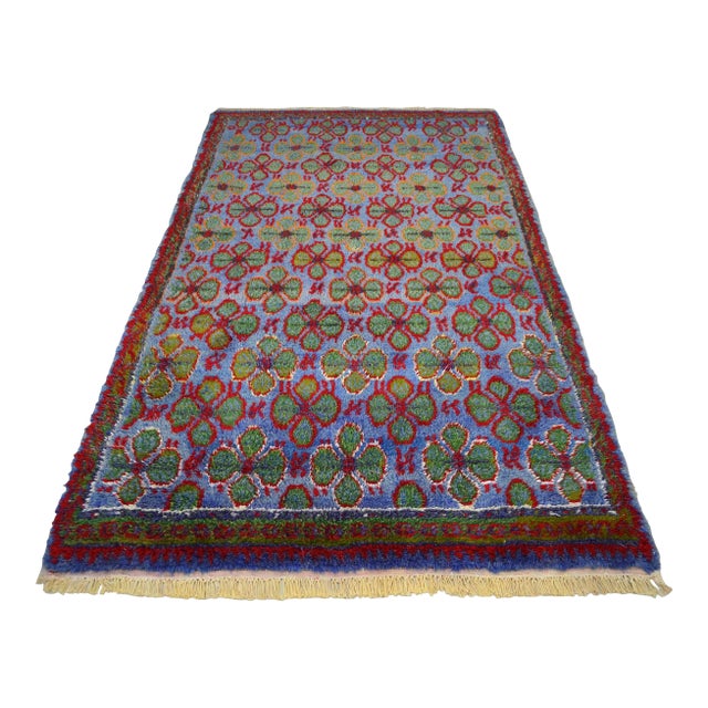 1940s Vintage Turkish Oushak Rug Hand Knotted High Pile Area Rug - 4′10″ × 8′5″ For Sale