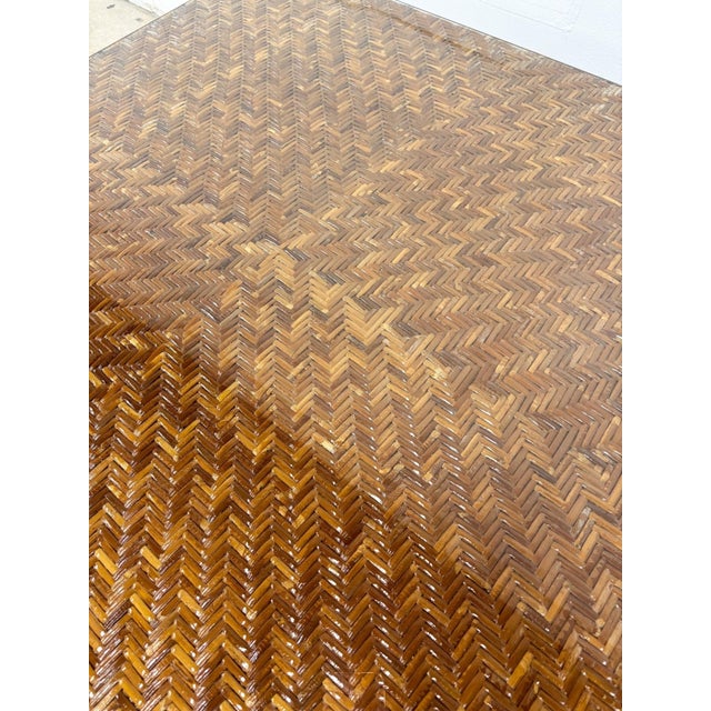 Wood 1970s Woven Rattan Square Coffee Table For Sale - Image 7 of 7