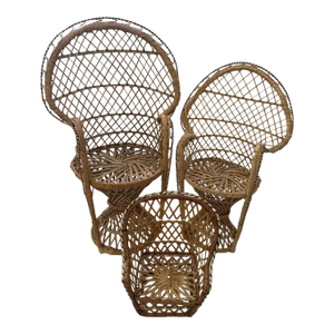 Vintage Wicker Mini Peacock Chairs