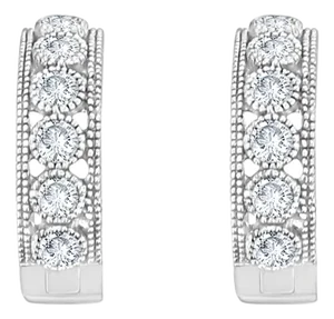 Antique Style Diamond Bezel Earrings .80cttw 14k White Gold, 2 Pieces