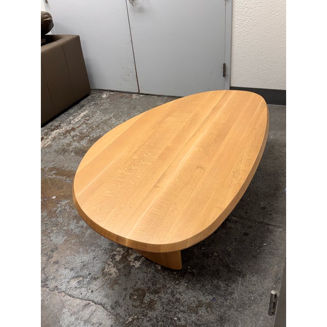 Brown Bespoke Asymmetrical Natural Oak Coffee Table For Sale - Image 8 of 12