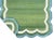 Casa Cosima Handmade Cotton Area Rug, Flat Weave Moss Green Scalloped Dhurrie Teal Blue Border - 4'x6' For Sale - Image 4 of 10