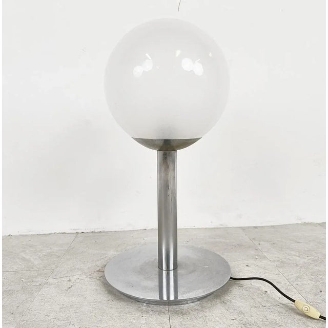 Italian Glass and Chrome Table Lamp, 1960s For Sale - Image 4 of 10