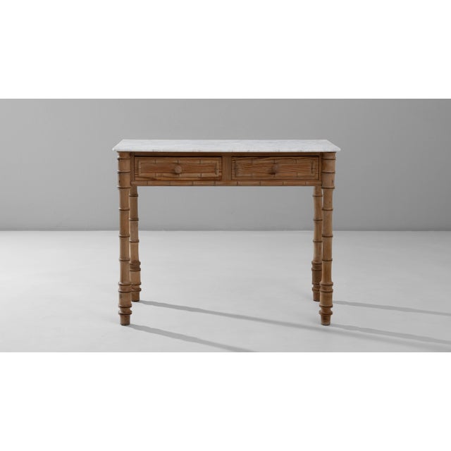 1900s French Faux Bamboo Table With Marble Top For Sale - Image 4 of 18