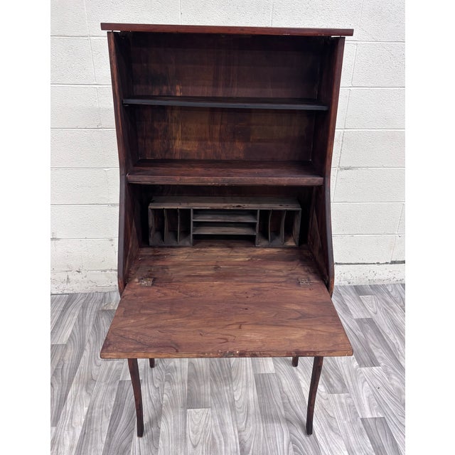 Antique 19th Century Primitive Country Secretary Desk and Bookcase For Sale - Image 4 of 10