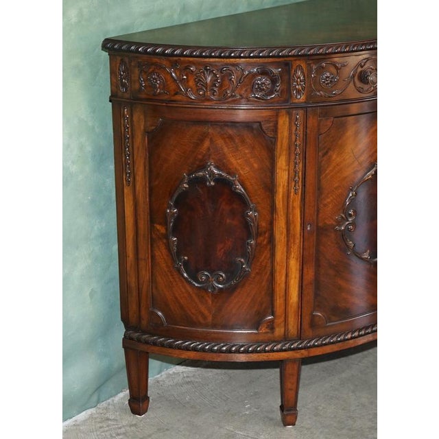 Gold Antique Victorian Flamed Hardwood Demi Lune Sideboard, 1880 For Sale - Image 8 of 18