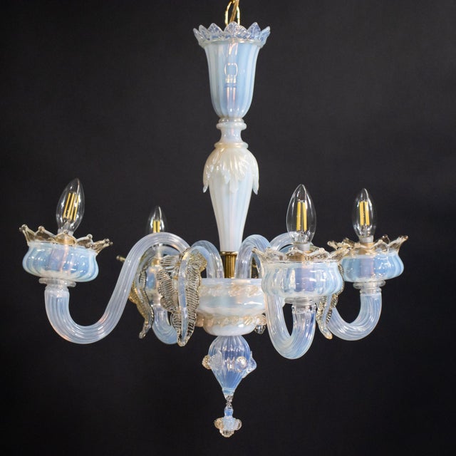 Glass Vintage La Murrina Ca’ Rezzonico–Style Gold‑Infused Opaline Murano Chandelier For Sale - Image 7 of 18