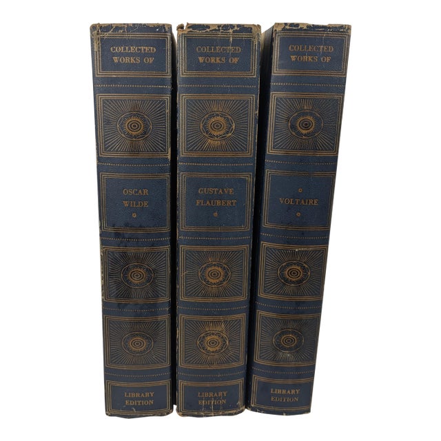 1940s Greystone Press Collected Works Library Books in Blue & Gold, Set of 3 For Sale