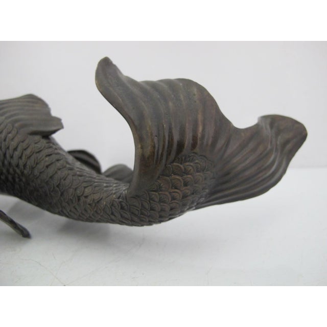 Japanese Okimono Carp Koi Fish Bronze Meiji Sculpture For Sale - Image 4 of 13