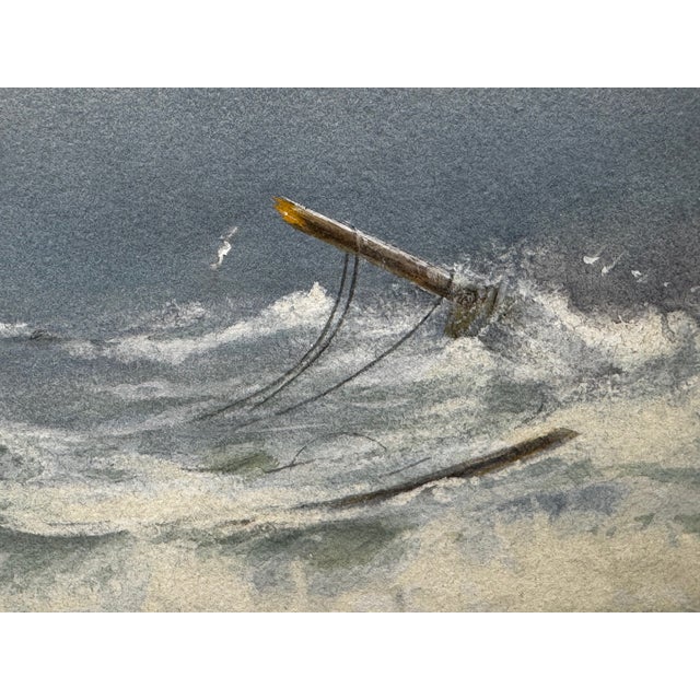 Large Gilt Framed Victorian Painting High Tide Off Trebarwith Strand Beach Dramatic Cornish Shipwreck by Charles Sim Mottram Rba, c.1894 For Sale - Image 10 of 18