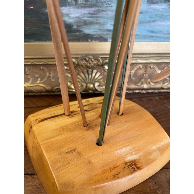 1980s Handcrafted Wooden Cattail a Sculpture by Wood N' Things, Minnesota Studio Craft Botanical Art For Sale - Image 9 of 10