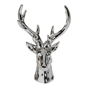 Rocky Mountain 15.5" Silver Ceramic Stag Head Figurine Statue