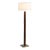 Tambo Floor Lamp - Dark Walnut Wood Finish, Weathered Brass, White Linen Shade, Dimmer For Sale