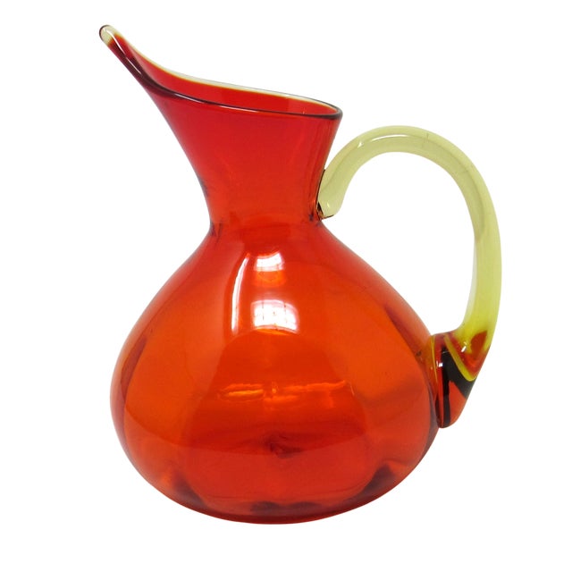 Mid-Century Modern Rainbow Tangerine "The Admiral” #797 Panel Optic Pitcher For Sale - Image 3 of 10