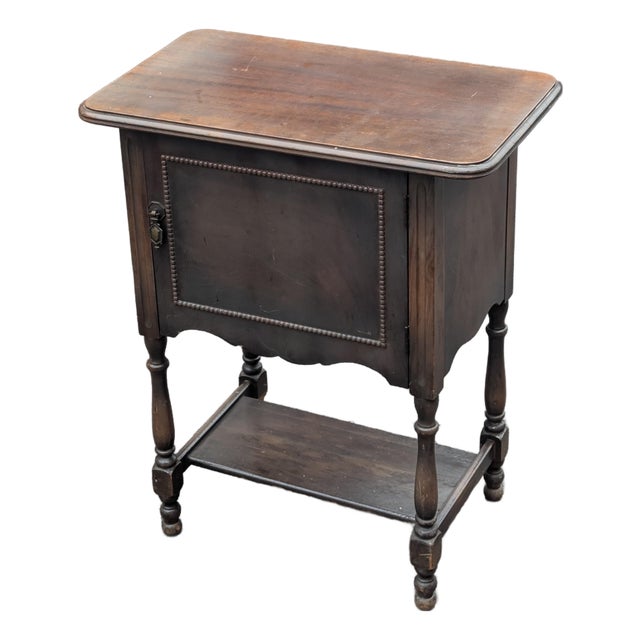 Antique Victorian Mahogany Humidor Side Table With Copper Interior For Sale