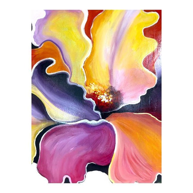 Bold, expressive, and full of movement—this hand-painted floral canvas makes a dramatic statement. Featuring rich layers...