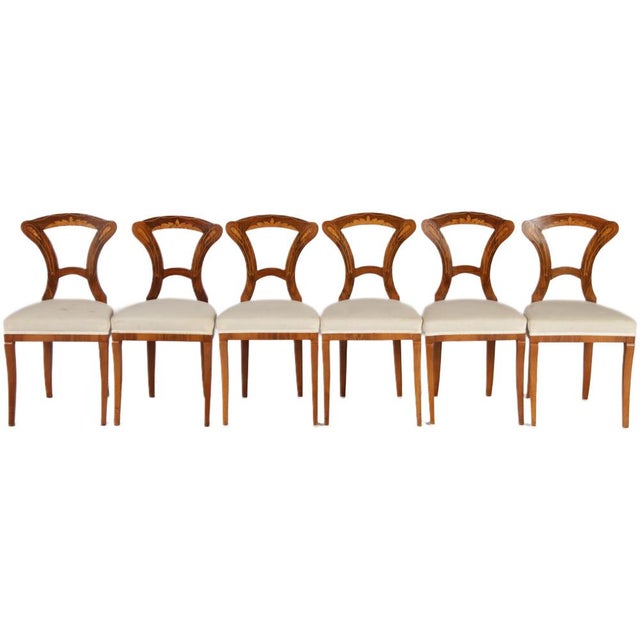 Hollywood Regency Antique Biedermeier Chairs, Vienna, Austria, 1820s-1830s, Set of 6 For Sale - Image 3 of 18