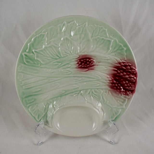 Asparagus French Majolica Pastel Glazed Asparagus Plate For Sale - Image 8 of 8