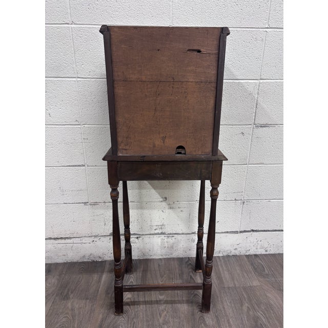 Antique C. 1920 Tudor Revival Walnut Silver / Jewelry / Collector Cabinet For Sale - Image 11 of 12