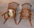 Companion pair of American Windsor fan back side chairs. Late 18th century. These early chairs are characterized by their...