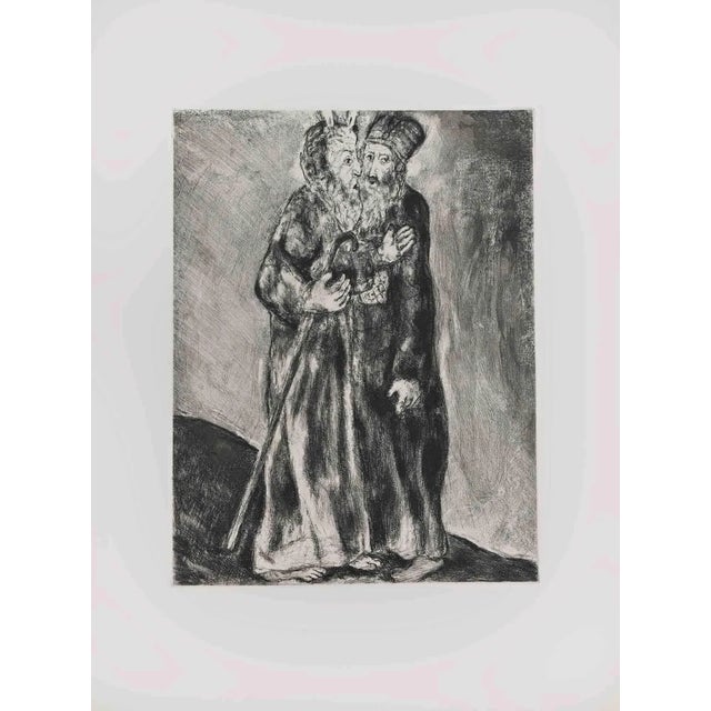 Marc Chagall, Moses and Aaron, Etching, 1956 For Sale