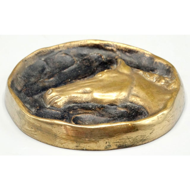 Antique Gilt Bronze Equestrian Vide Poche Paperweight Dish For Sale - Image 4 of 8